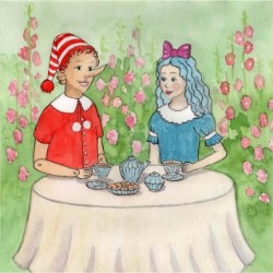 Буратино и Мальвина встречают гостей 